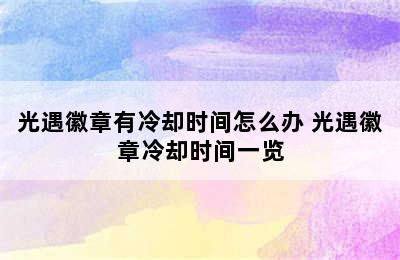 光遇徽章有冷却时间怎么办 光遇徽章冷却时间一览